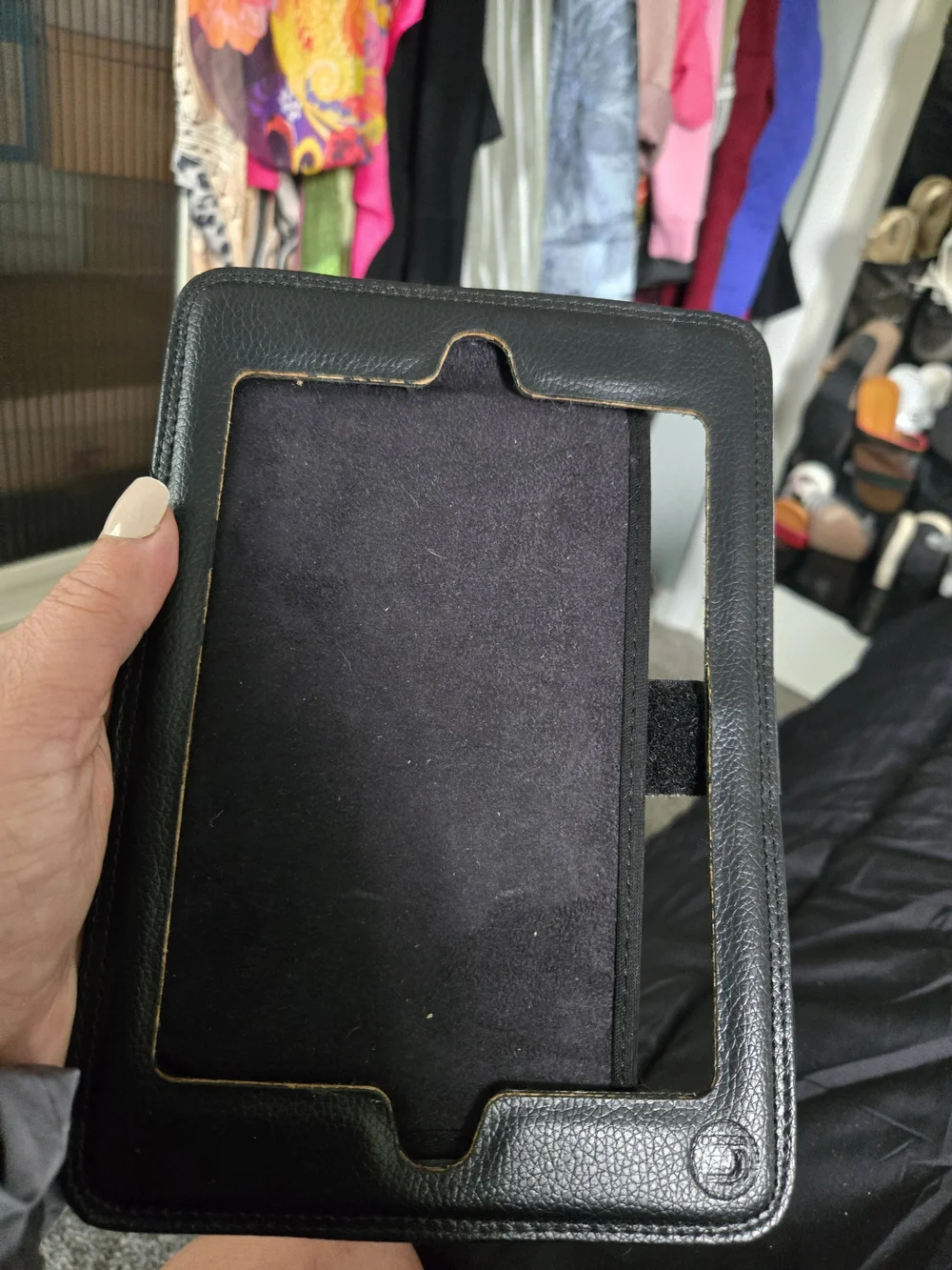 Leather Tablet Folio Case - Black